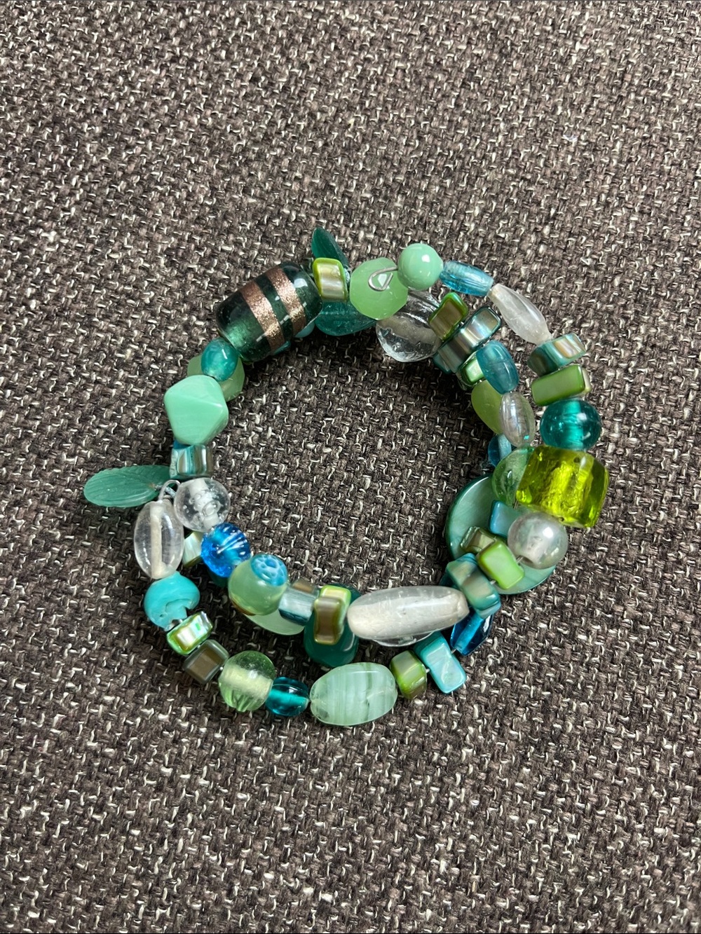 Vintage Turquoise Blue Turquoise Stone and Silver Beaded  Bracelet